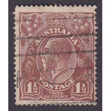 Australian    King George V   1½d Penny Half Pence Brown   Single Crown WMK  Plate Variety 8L54..